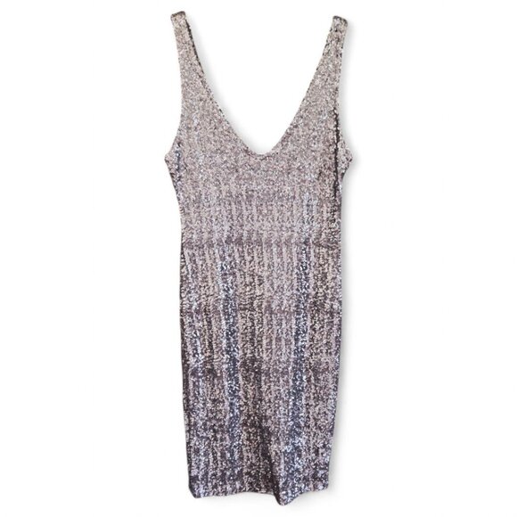 Velvet Graham & Spencer Dresses & Skirts - Silver Sequin Sleeveless V-Neck Midi Dress By Velvet Graham & Spencer Medium